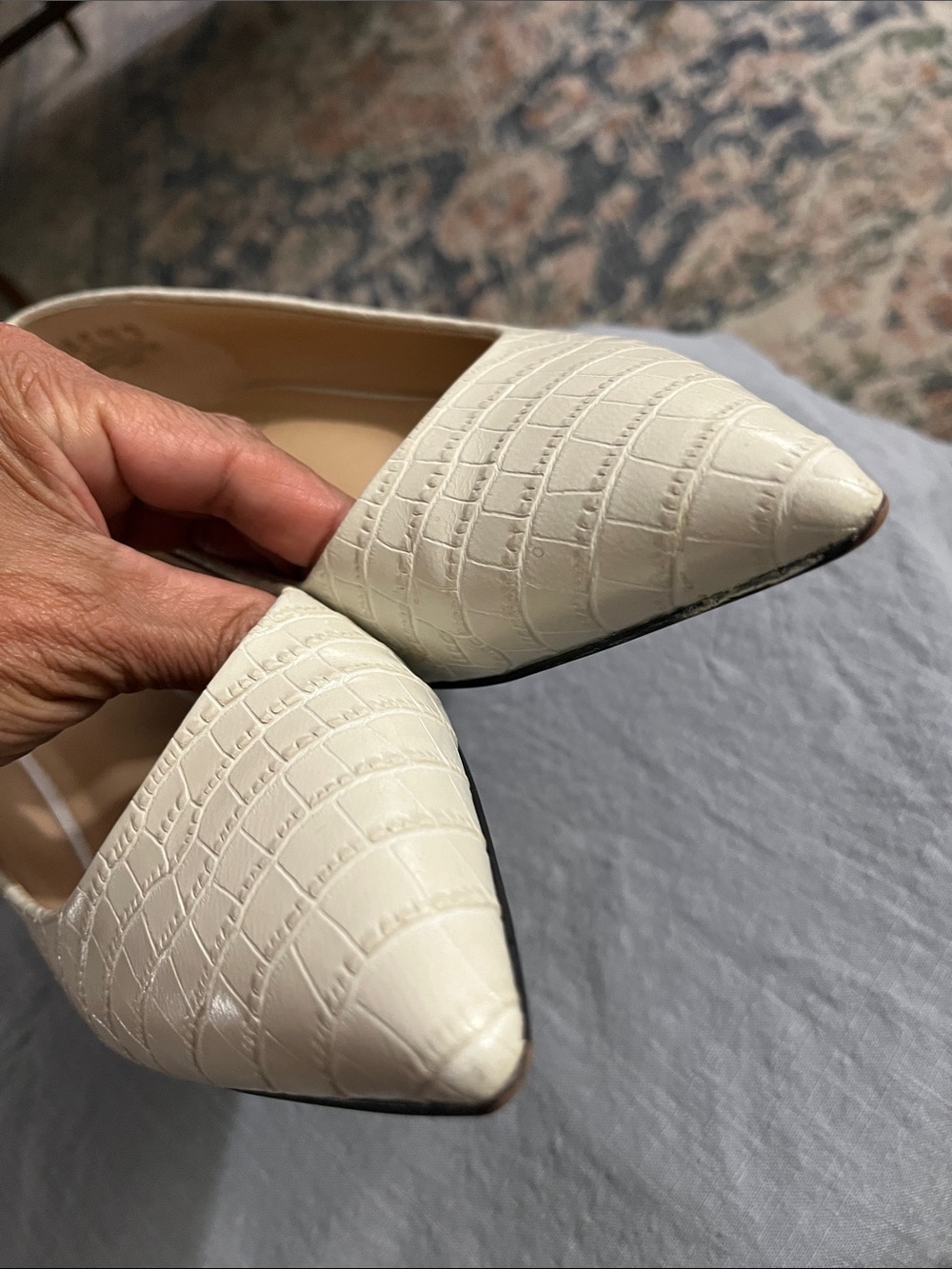 Franco Sarto Leather Croc-Embossed Shoes - Picture 9 of 12